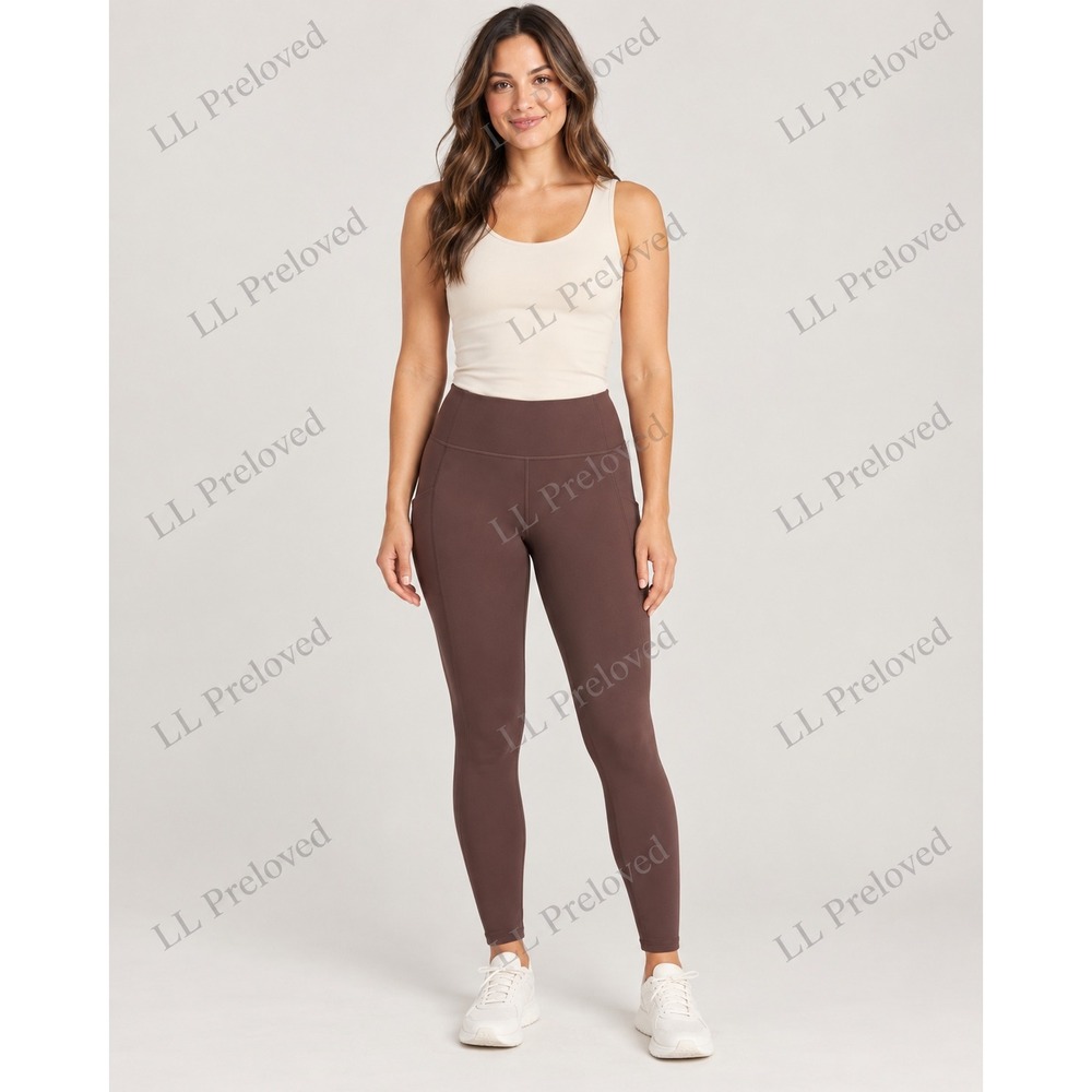 Quince Leggings Womens Medium Brown Excellent High Rise Pockets Yoga Athleisure